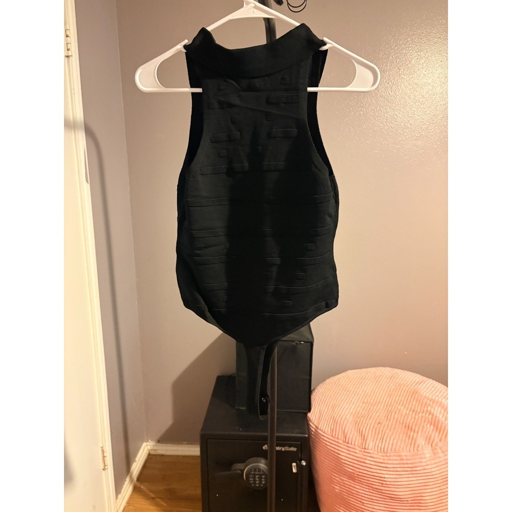 525 Women’s Black Long Sleeve One-Piece Bodysuit Stretch Opaque Size S - Picture 3 of 3